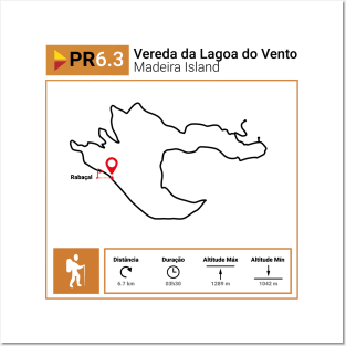 Madeira Island PR6.3 VEREDA DA LAGOA DO VENTO trail map Posters and Art